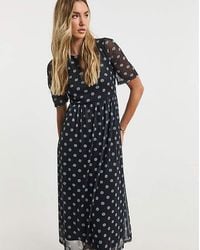 Simply Be - Printed Mesh Midi Dress - Lyst