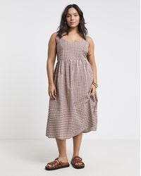 Simply Be - Ecru Gingham Apron Dress - Lyst