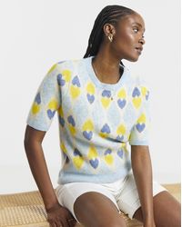 Simply Be - Heart Jacquard Short Sleeve Jumper - Lyst
