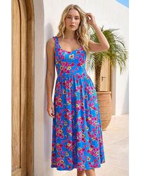 Roman - Roman Floral Shirred Strap Midi Dress - Lyst