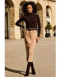 Sosandar - Luxe Faux Suede Pencil Skirt - Lyst