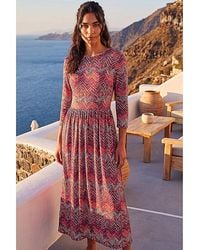 Roman - Roman Zig Zag Print Midi Dress - Lyst