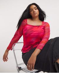 Simply Be - Square Neck Mesh Top - Lyst