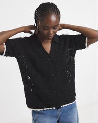 Simply Be - Pointelle Collared Knit Top - Lyst