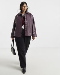 Simply Be - Faux Leather Button Shacket - Lyst