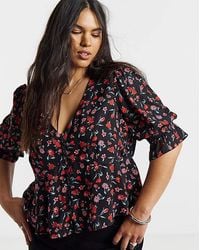 Simply Be - Shirred Sleeve Tea Blouse - Lyst