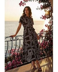 Roman - Roman Geo Linear Print Shirt Midi Dress - Lyst
