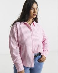 Simply Be - Boxy Striped Seersucker Shirt - Lyst