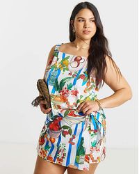 Simply Be - Plate Print Wrap Skort - Lyst