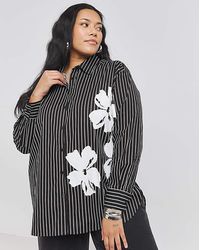 Simply Be - Placement Print Oversized Poplin Shirt - Lyst