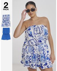 Simply Be - 2 Pack Value Beach Playsuits - Lyst