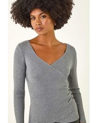 Roman - Roman Wrap Button Detail Knit Jumper - Lyst