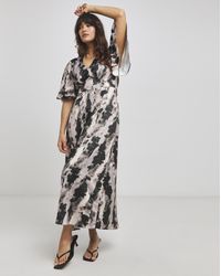 Flounce London - Printed Satin Maxi - Lyst