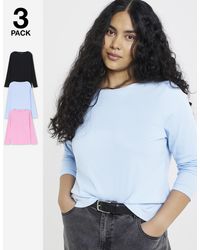 Simply Be - 3 Pack Long Sleeve Rib Tops - Lyst