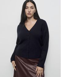 Mango - V-Neck Braided Knit Cardigan - Lyst