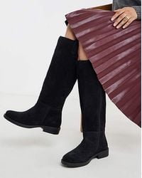 Simply Be - Suede Pull On Knee High Boot Wide C - Lyst