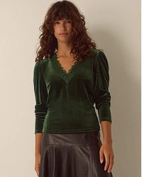 Monsoon - Lexi Lace Trim Velvet Top - Lyst