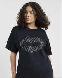 Simply Be - Diamante Zebra Lips T-Shirt - Lyst