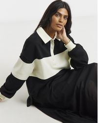 Simply Be - Polo Sweat With Stripe Panel To Front - Lyst