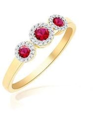 iJewel - 9Ct Lab Diamond Ruby Ring - Lyst
