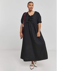 Simply Be - Bow Front Midaxi Dress With Pockets - Lyst
