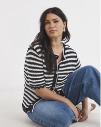 Simply Be - Stripe Short Sleeve Frill Cardigan - Lyst