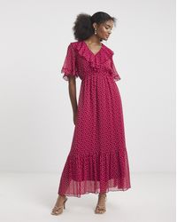 Flounce London - Spot Frill Maxi Dress - Lyst