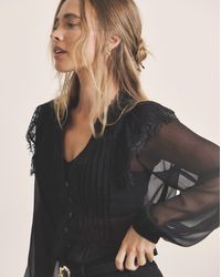 Simply Be - Sheer Tuxedo Detail Blouse - Lyst
