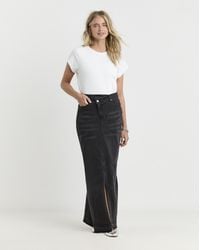 Simply Be - Let Down Hem Maxi Denim Skirt - Lyst