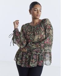 Simply Be - Ditsy Shirred Blouse - Lyst