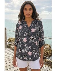 Roman - Roman Textured Floral Print V-Neck Shirt - Lyst