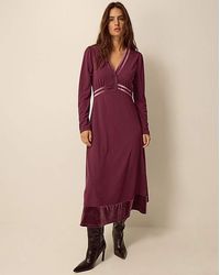 Monsoon - Viv Velvet V-Neck Midi Dress - Lyst