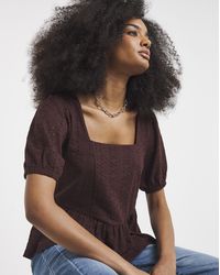 Simply Be - Stretch Broderie Square Neck Peplum - Lyst