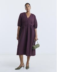 Simply Be - Textured Waist Detail Midi Dress - Lyst