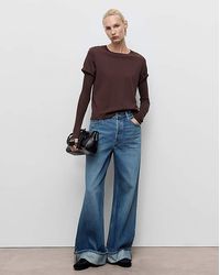 Mango - Wide Leg Turned Hem Jeans - Lyst