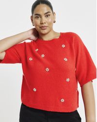 Simply Be - Diamante Embellished Half Sleeve Jumper - Lyst