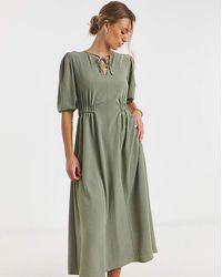 Simply Be - Cinched Waist Midi Dress With Pockets - Lyst