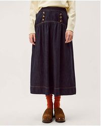 Monsoon - Lucy Button Denim Midi Skirt - Lyst