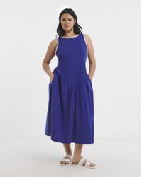 Simply Be - Jersey Mix Midi Dress With Whipstitch - Lyst