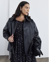 Simply Be - Belted Faux Leather Biker Jacket - Lyst