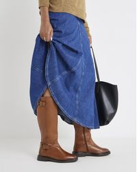 Simply Be - Leather Knee High Flat Boot Ex Wide Sc - Lyst