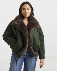 Simply Be - Faux Fur Collar Parka Jacket - Lyst