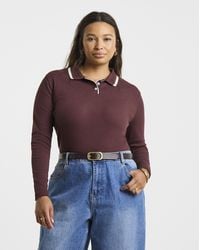 Simply Be - Ls Rib Polo Neck With Contrast - Lyst