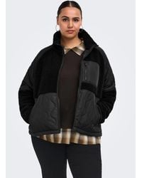 ONLY - Quilt Mix Fleece Short Jacket - Lyst