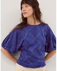 Monsoon - Ellie Puff Sleeve Jersey Top - Lyst