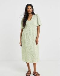 Simply Be - Spun Viscose Button Up Midi Dress - Lyst