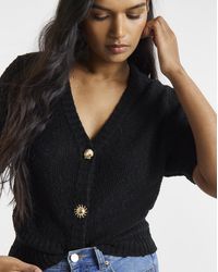 Simply Be - Puff Sleeve Button Cardigan - Lyst