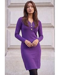 Roman - Roman Floral Button Knitted Dress - Lyst