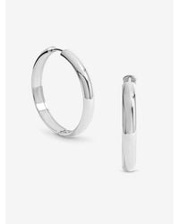 Jon Richard - Platinum Large Flat Hoop Earrings - Lyst