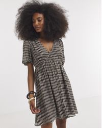 Simply Be - Check Button Through Skater Dress - Lyst